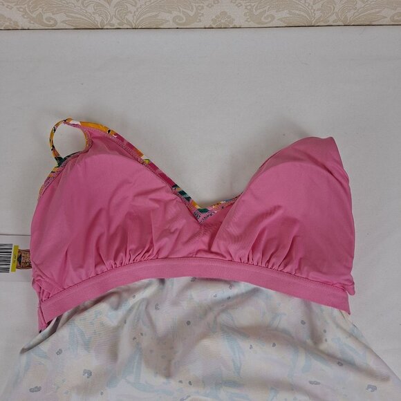 Anne Cole Size Large Orange Floral Tankini Top Adj Straps Removable Padding NWT - Picture 10 of 15